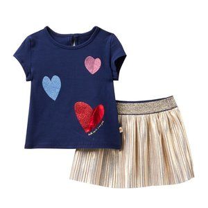 ❤️ Kate Spade ♠️ Hearts Set Shirt Skirt Gold Navy